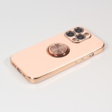 Hülle iPhone 13 Pro - Gummi Bronze mit Ring - Rosa