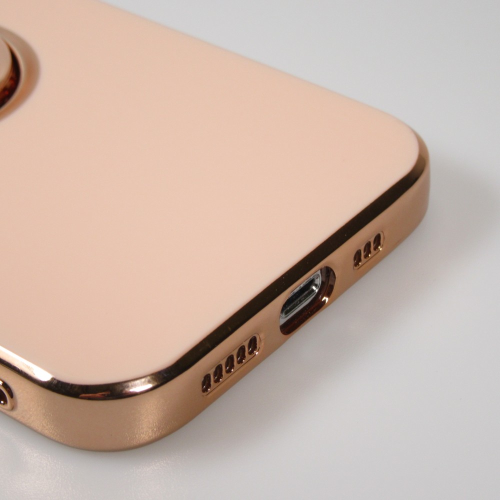 Hülle iPhone 13 Pro - Gummi Bronze mit Ring - Rosa