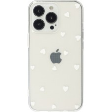 Coque iPhone 16 Pro Max - Gel petit coeur transparent - Blanc