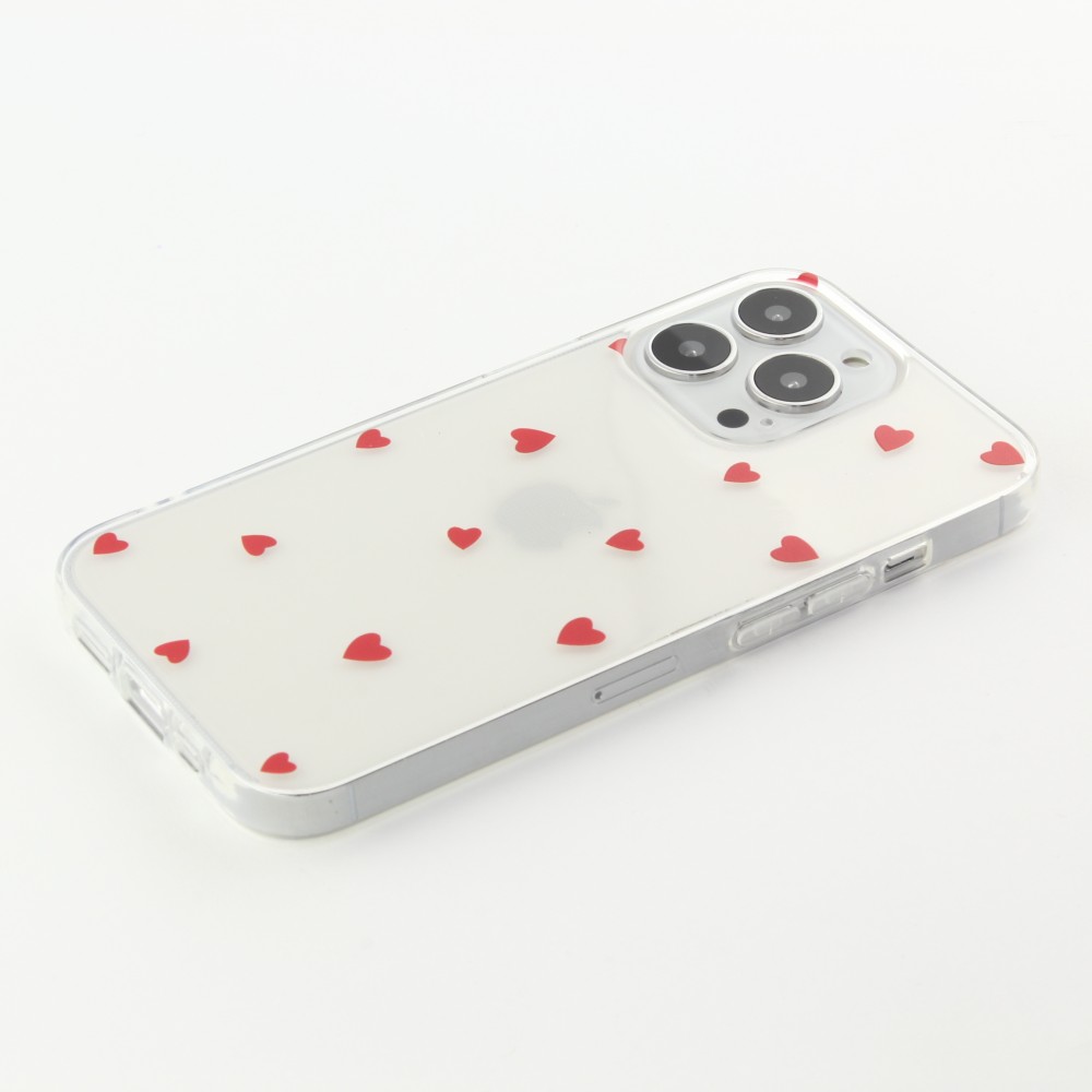 Coque iPhone 16 Pro Max - Gel petit coeur transparent - Rouge