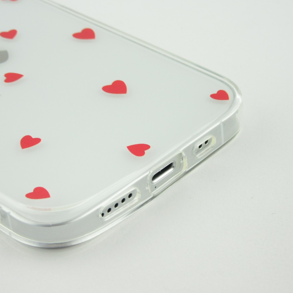 Coque iPhone 16 Plus - Gel petit coeur transparent - Rouge