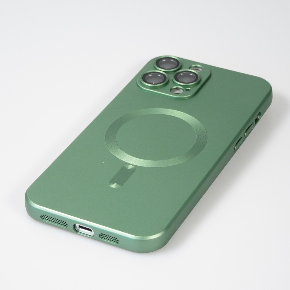 Coque iPhone 16 Pro - Gel souple avec vitre de protection caméra MagSafe - Vert