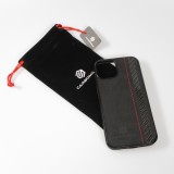 iPhone 14 Pro Max Case Hülle - Carbomile Alcantara und Carbon mit roten Nähten (MagSafe kompatibel)