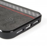 iPhone 14 Pro Max Case Hülle - Carbomile Alcantara und Carbon mit roten Nähten (MagSafe kompatibel)