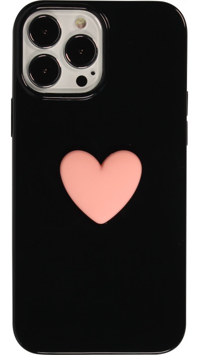 iPhone 13 Pro Max Case Hülle - 3D Herz Gel - Schwarz