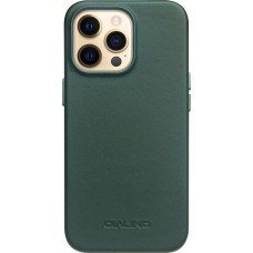 Coque iPhone 14 Pro Max - Qialino cuir véritable (compatible MagSafe) - Vert