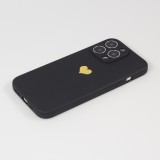 Coque iPhone 15 Pro Max - Silicone Mat Coeur doré - Noir