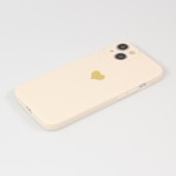 iPhone 14 Plus Case Hülle - Silikon Mat Herz gold - Beige