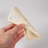 iPhone 14 Plus Case Hülle - Silikon Mat Herz gold - Beige