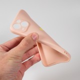 iPhone 14 Plus Case Hülle - Silikon Mat Herz gold - Rosa