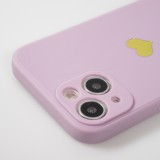 Coque iPhone 14 - Silicone Mat Coeur doré - Violet