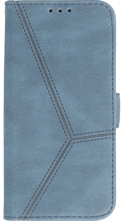 iPhone 14 Case Hülle - Flip Geometrisch - Blau komplett