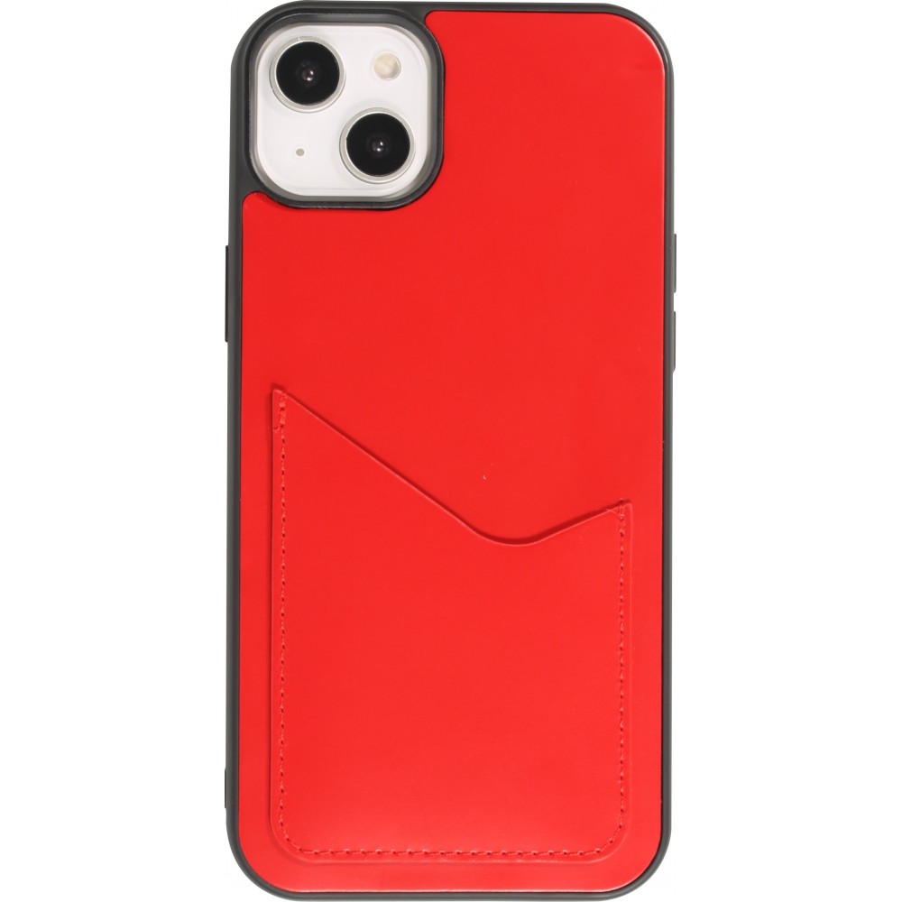 Coque iPhone 14 - Gel silicone brillant Haze porte-carte - Rouge