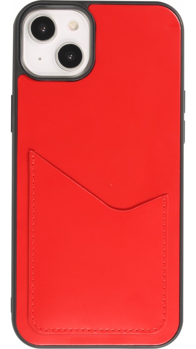 Coque iPhone 14 - Gel silicone brillant Haze porte-carte - Rouge