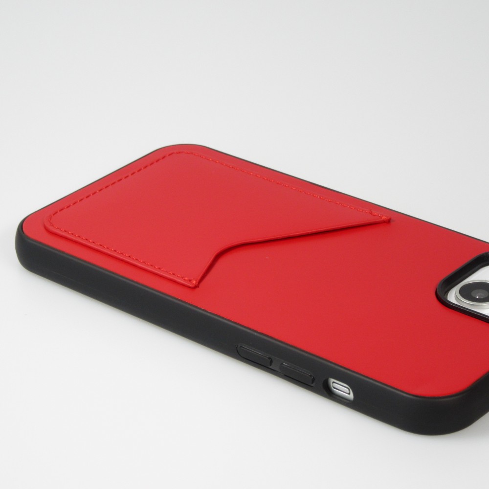 Coque iPhone 14 - Gel silicone brillant Haze porte-carte - Rouge