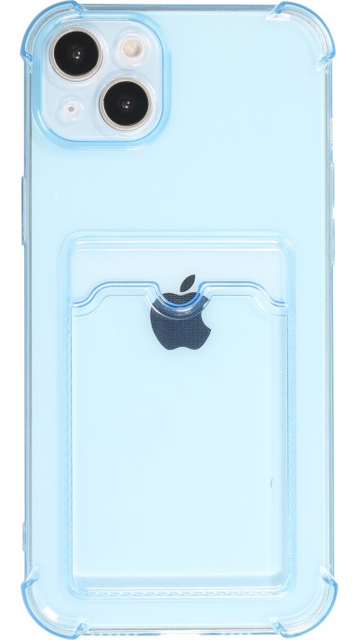 iPhone 13 Case Hülle - Gummi Silikon bumper super flexibel mit Kartenhalter transparent - Blau