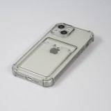 iPhone 14 Plus Case Hülle - Gummi Silikon bumper super flexibel mit Kartenhalter transparent - Grau