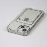 iPhone 14 Plus Case Hülle - Gummi Silikon bumper super flexibel mit Kartenhalter transparent - Grau