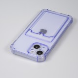 iPhone 14 Plus Case Hülle - Gummi Silikon bumper super flexibel mit Kartenhalter transparent - Violett