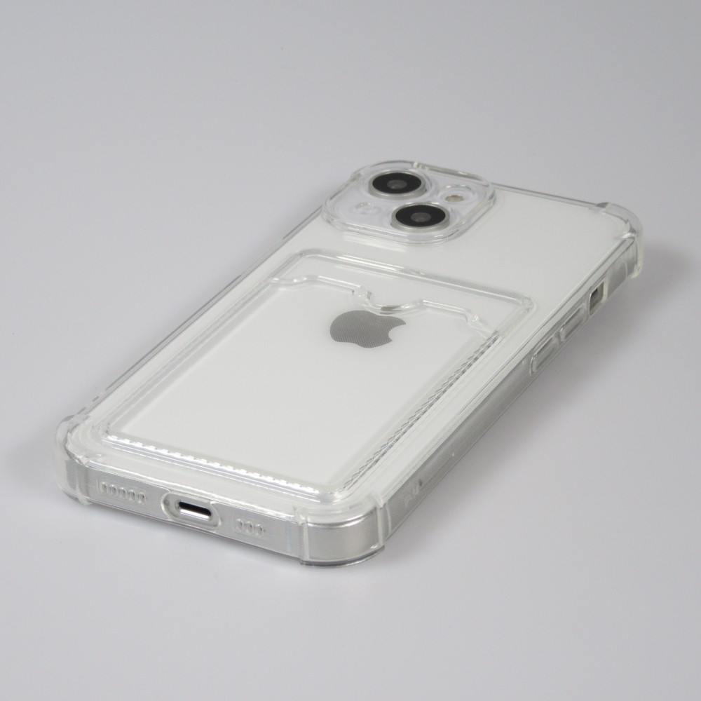 iPhone 14 Plus Case Hülle - Gummi Silikon bumper super flexibel mit Kartenhalter transparent