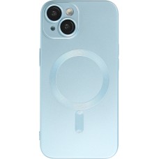 iPhone 15 Plus Case Hülle - Gummi weich mit Kameraschutzglas MagSafe - Blau