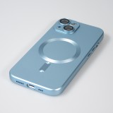 iPhone 15 Plus Case Hülle - Gummi weich mit Kameraschutzglas MagSafe - Blau