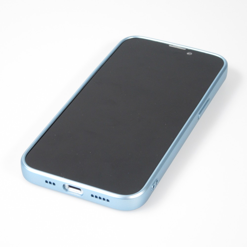 iPhone 15 Plus Case Hülle - Gummi weich mit Kameraschutzglas MagSafe - Blau