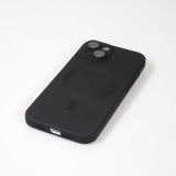 iPhone 15 Case Hülle - Gummi weich mit Kameraschutzglas MagSafe - Schwarz