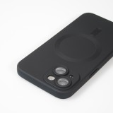 iPhone 15 Case Hülle - Gummi weich mit Kameraschutzglas MagSafe - Schwarz