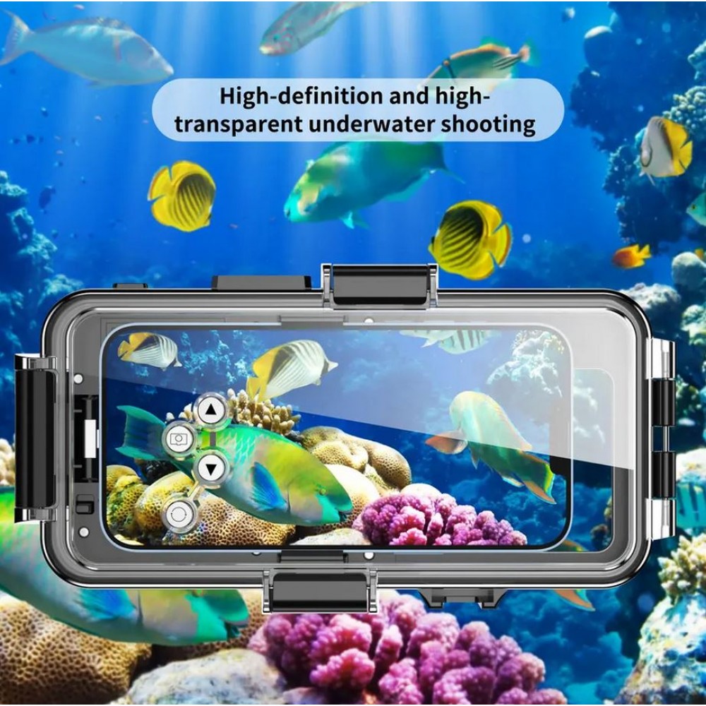 iPhone Case Hülle - Wasserdichtes Schutzcover zum Schnorcheln und Tauchen bis 30M Military grade Alle iPhones - Schwarz