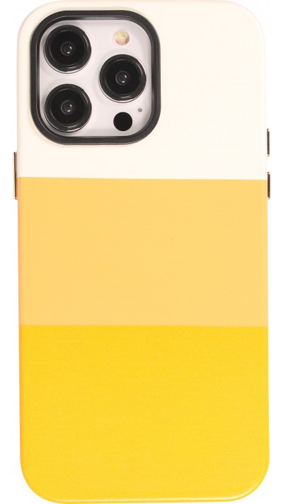 iPhone 14 Pro Max Case Hülle - Stylisches tricolor Cover mit Leder-Look - Orange