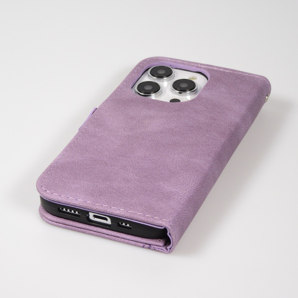 iPhone 14 Pro Case Hülle - Flip Geometrisch - Violett