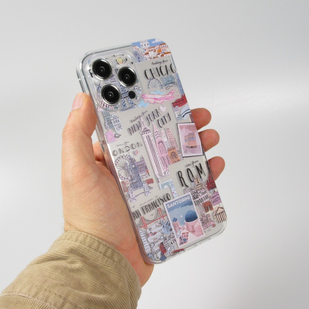 iPhone 14 Pro Max Case Hülle - Silikon Gummi Städte der Welt - Transparent