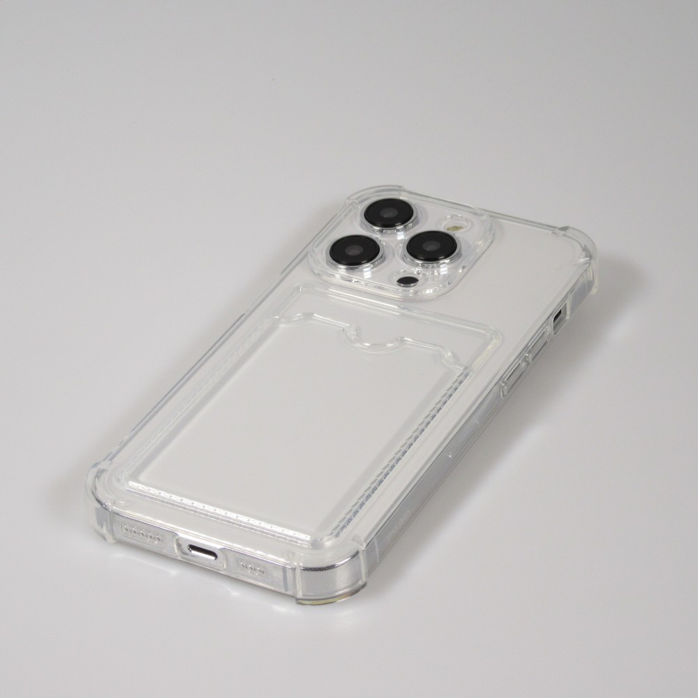 iPhone 14 Pro Max Case Hülle - Gummi Silikon bumper super flexibel mit Kartenhalter transparent