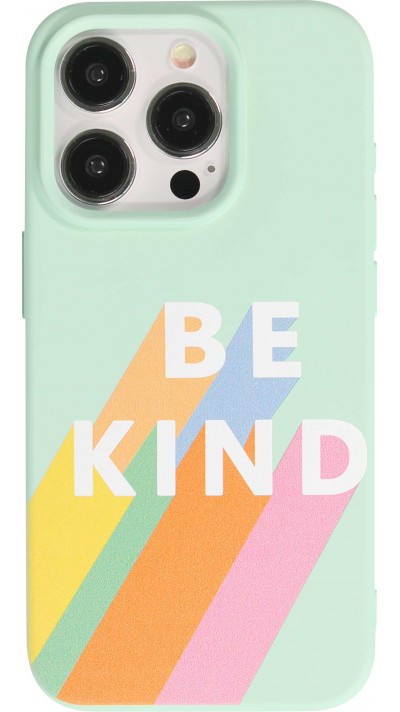 iPhone 15 Pro Max Case Hülle - Gel Silikon weich - Be Kind - Mintgrün