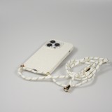 iPhone 15 Case Hülle - Bio Eco-Friendly Vegan mit Handykette Necklace - Weiss