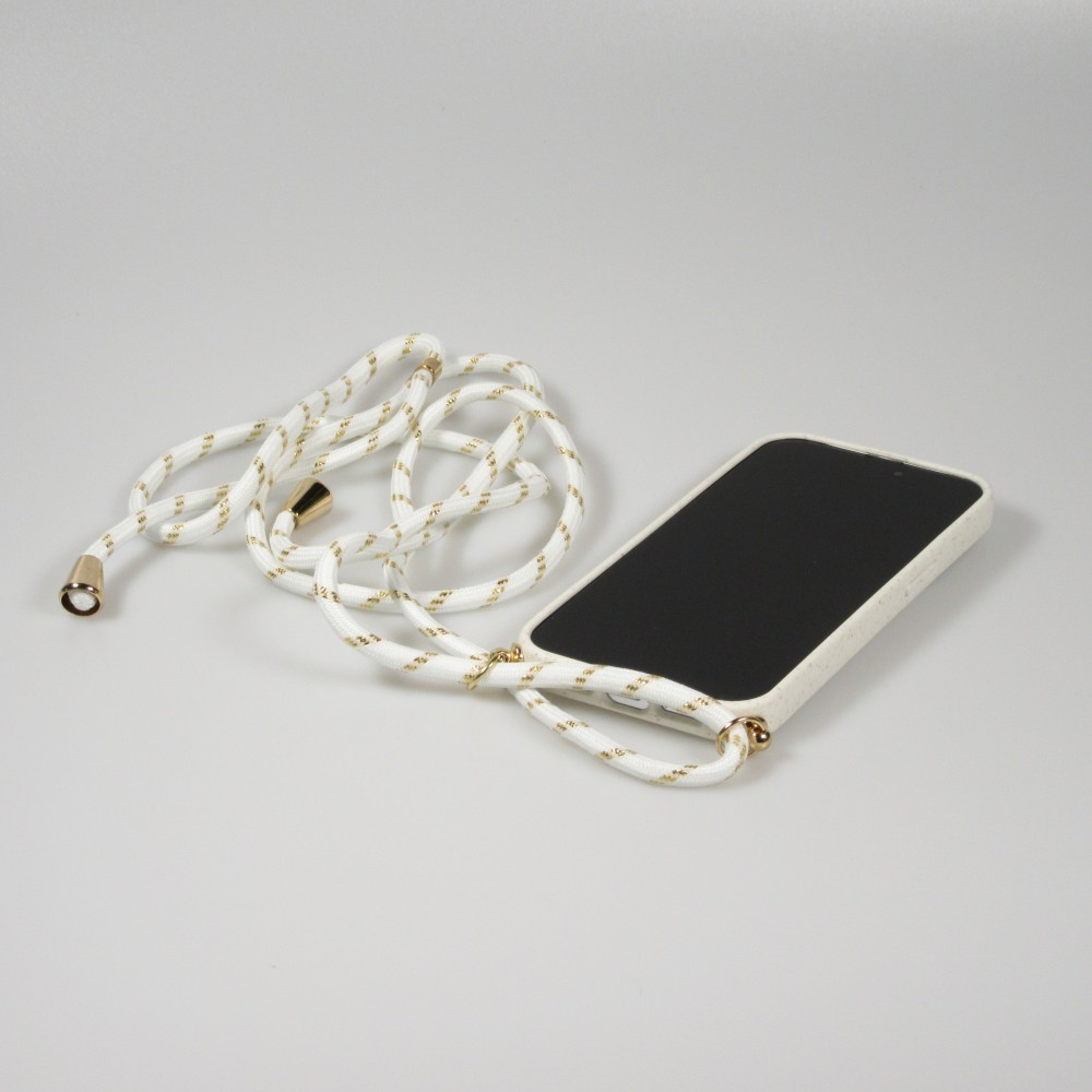 iPhone 15 Pro Max Case Hülle - Bio Eco-Friendly Vegan mit Handykette Necklace - Weiss