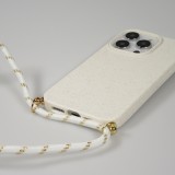 iPhone 15 Pro Max Case Hülle - Bio Eco-Friendly Vegan mit Handykette Necklace - Weiss