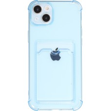 iPhone 14 Plus Case Hülle - Gummi Silikon bumper super flexibel mit Kartenhalter transparent - Blau