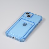 iPhone 14 Plus Case Hülle - Gummi Silikon bumper super flexibel mit Kartenhalter transparent - Blau