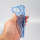 iPhone 14 Plus Case Hülle - Gummi Silikon bumper super flexibel mit Kartenhalter transparent - Blau