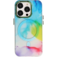 iPhone 14 Pro Case Hülle - Watercolor MagSafe semi-transparent - Multicolor