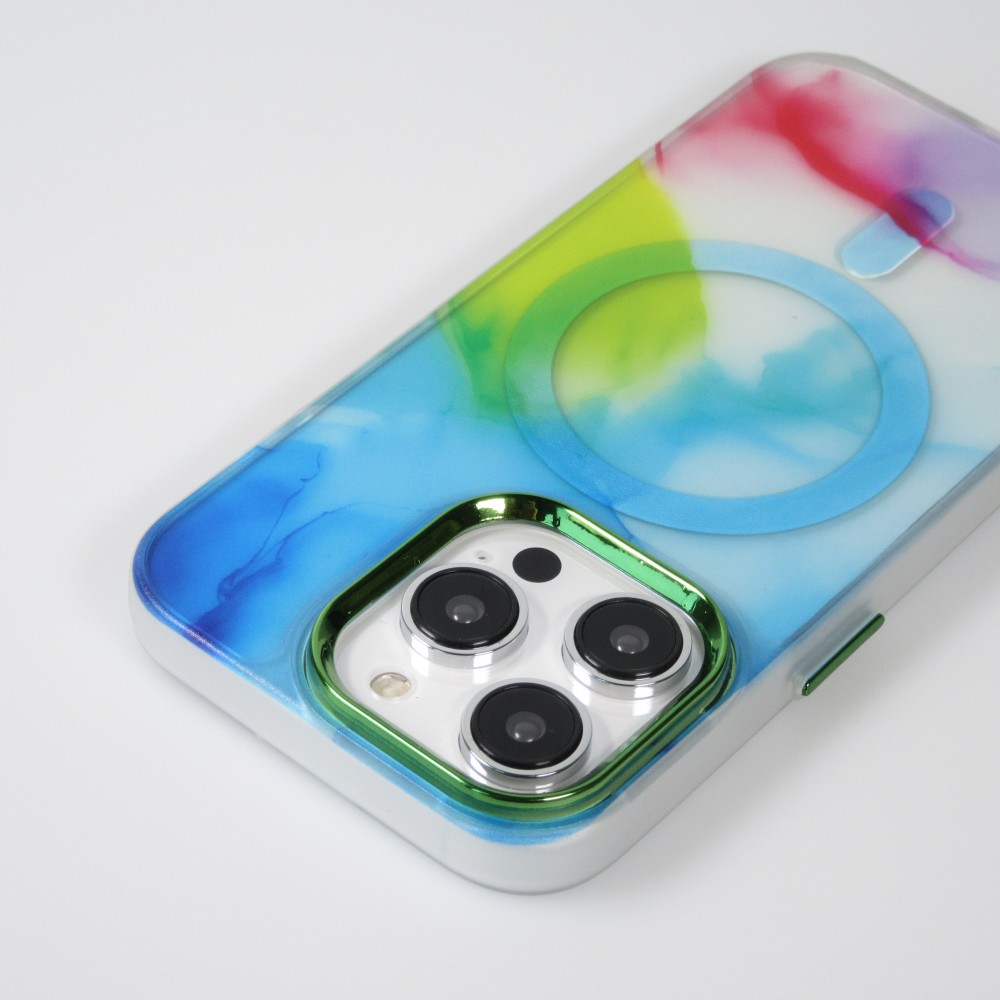 iPhone 14 Pro Case Hülle - Watercolor MagSafe semi-transparent - Multicolor