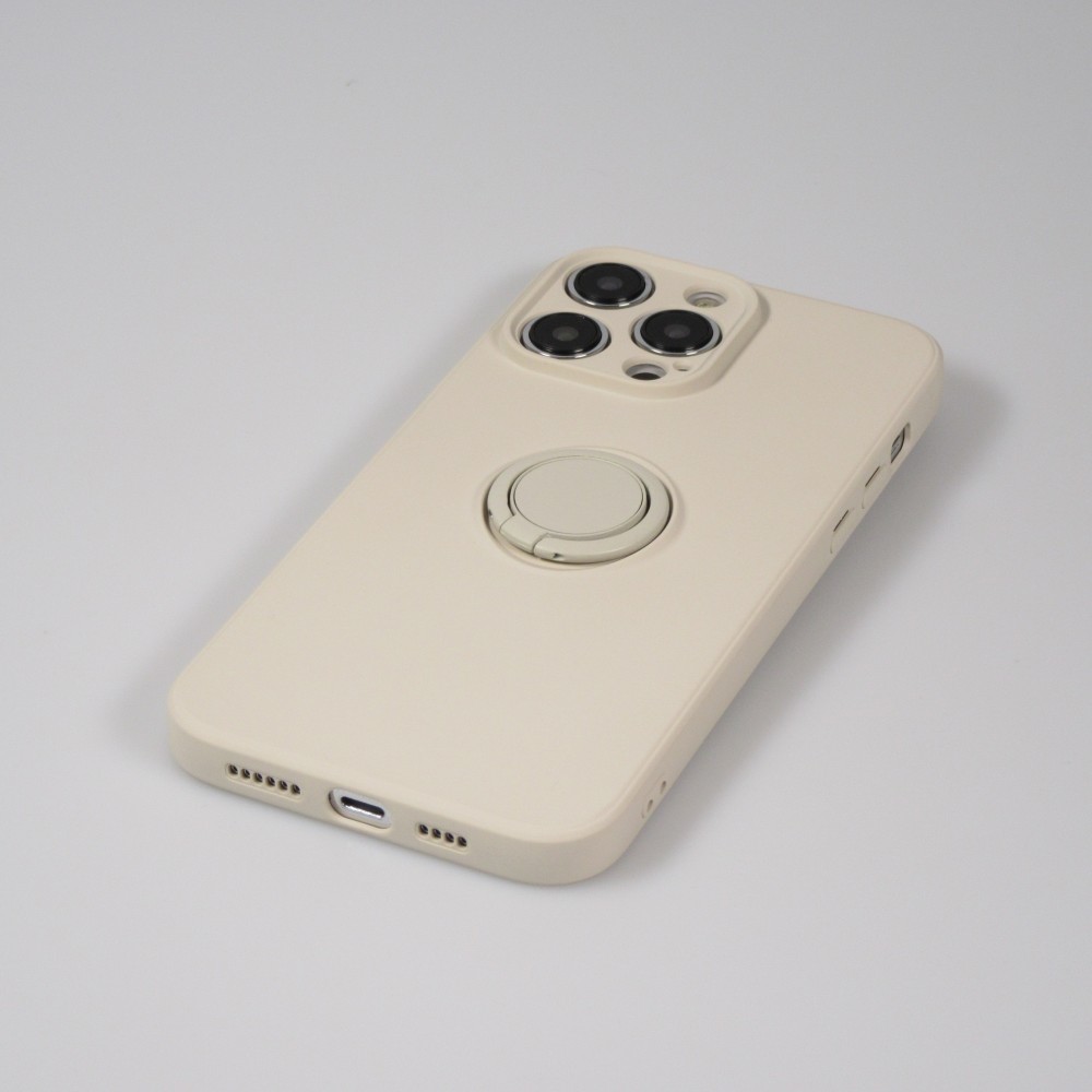 iPhone 14 Pro Case Hülle - Soft Touch mit Ring - Beige