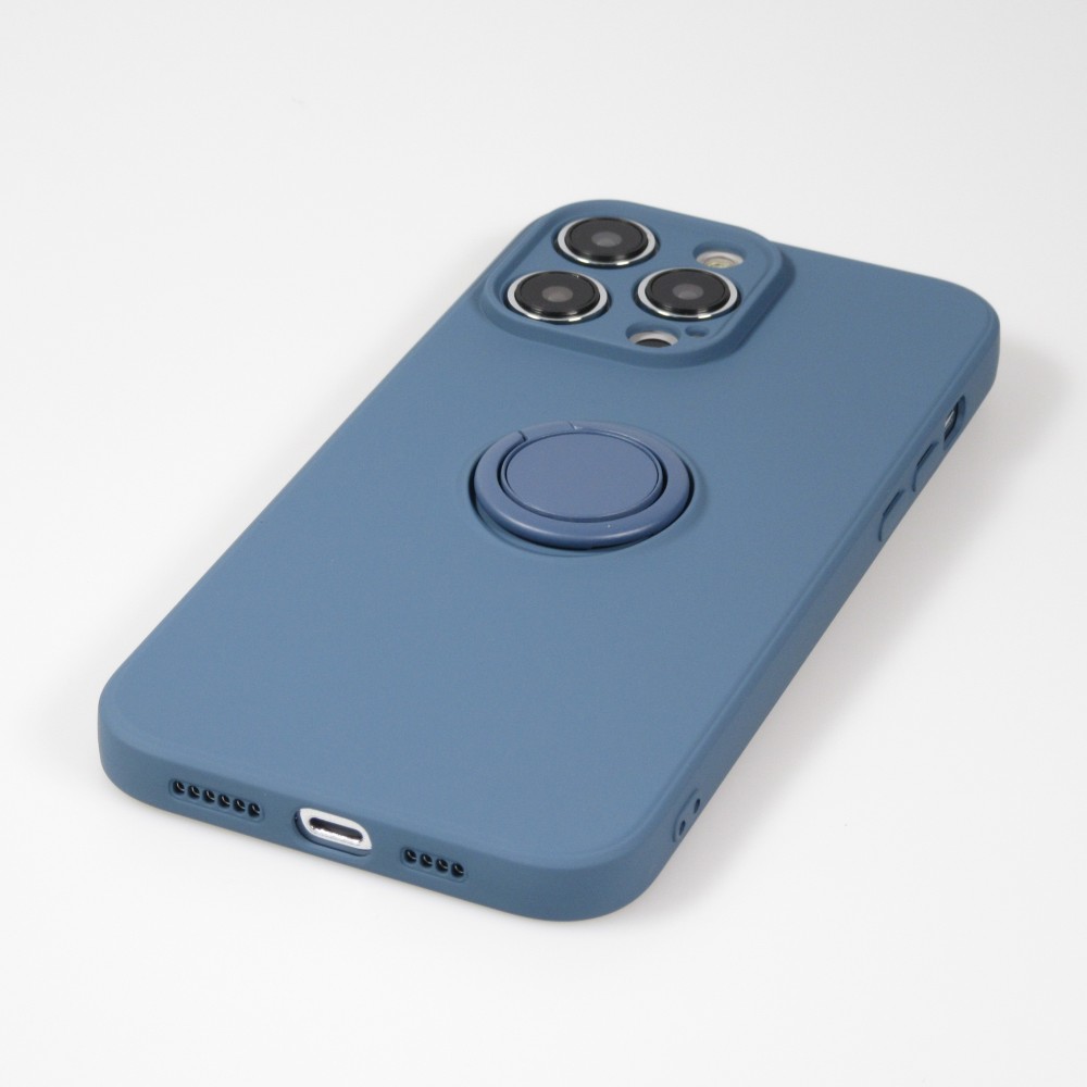 iPhone 14 Pro Case Hülle - Soft Touch mit Ring - Blau