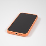 iPhone 14 Plus Case Hülle - Glattes Silikon mit Kartenfach & extra Kameraschutz - Orange