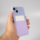 iPhone 14 Plus Case Hülle - Glattes Silikon mit Kartenfach & extra Kameraschutz - Hellviolett