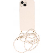 iPhone 15 Case Hülle - Bio Eco-Friendly Vegan mit Handykette Necklace - Weiss