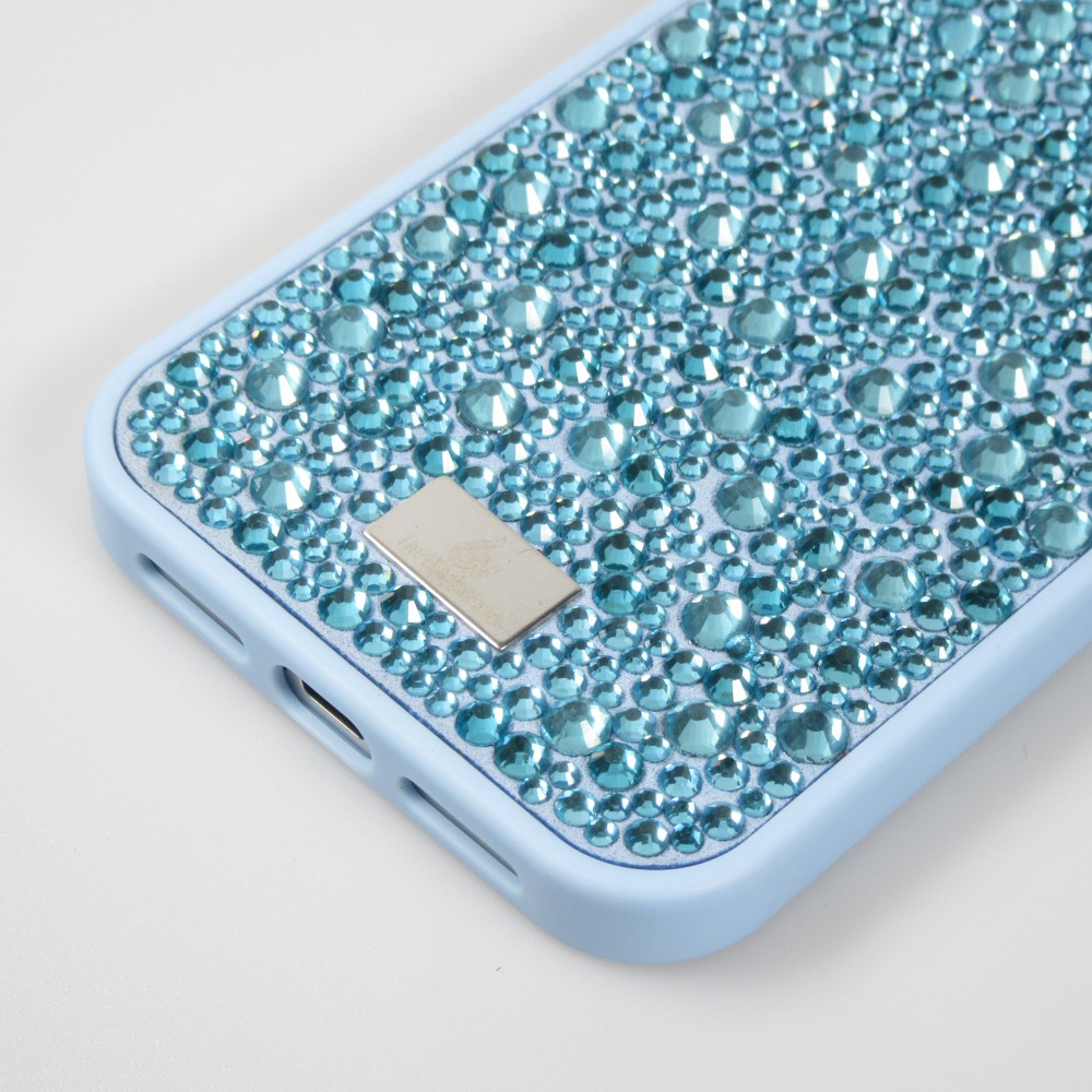 iPhone 15 Plus Case Hülle - Glitzer Diamant The Bling World - Hellblau