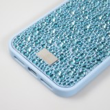 Coque iPhone 15 Plus - Diamant strass The Bling World - Bleu clair